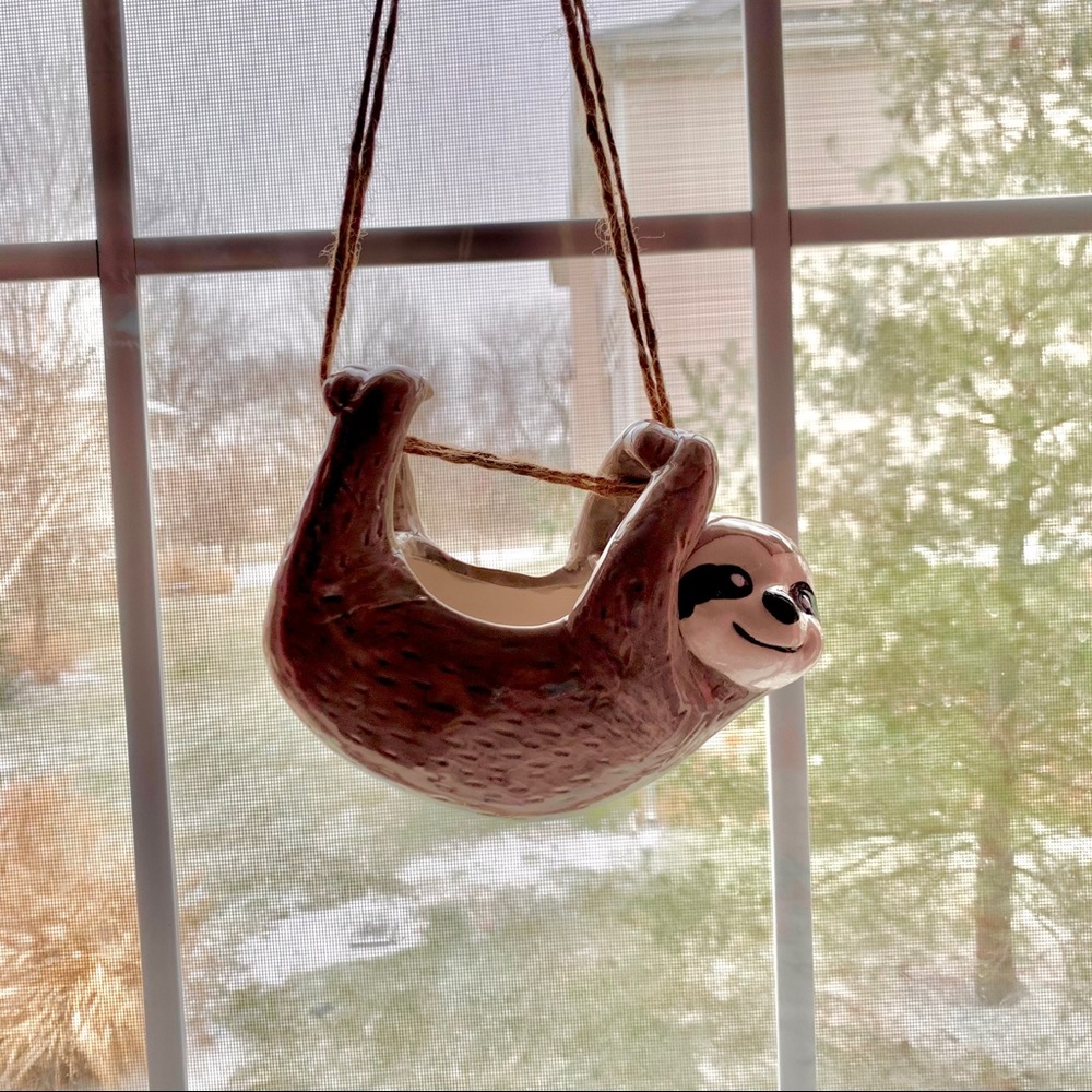 🦥 Ceramic Wall / Ceiling Hanging Sloth Planter 🦥 - Picture 3 of 6